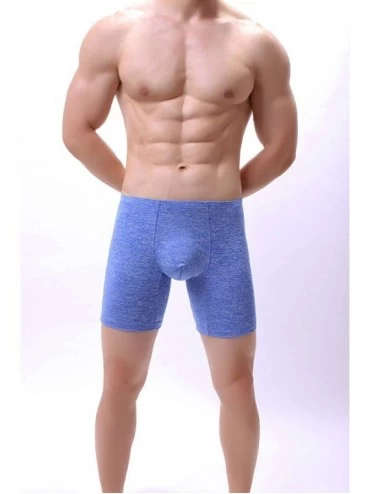 Boxer Briefs Men's Sexy Bulge Pouch Low Rise Long Leg Boxer Briefs Underwear Shorts - Blue - CQ18A99WQ64 $8.68
