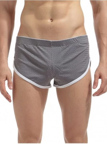 Boxer Briefs Men's Split Side Boxer Briefs Underwear Breathable Underpants - Grey - CK1880R52W5 $21.37