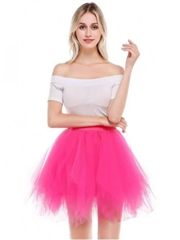 Slips Women's Vintage 1950s Short Tulle Petticoat Ballet Bubble Tutu Puffy Tutu Petticoat Tulle Underskirt - Light Orange - C...