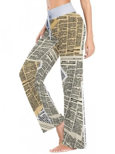 Bottoms Art Pattern Newspaper Seamless Women Loose Palazzo Casual Drawstring Sleepwear Print Yoga Pants - C019CSGOIG8 $22.19
