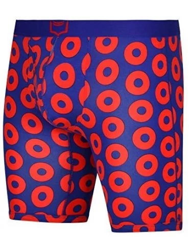 Boxer Briefs V Underwear with Dual Pouch Mens Sports Performance 8 inch Leg Boxer Briefs - Blue/Red - CQ1966C4G4Y $27.58