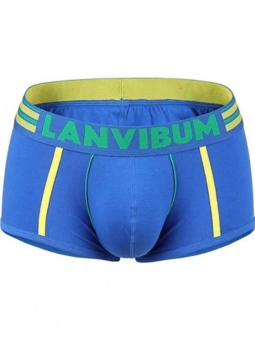 Boxer Briefs Men's Briefs Underwear-Pure Color Boxer Briefs Shorts Bulge Pouch Underpants - Blue - C318UNOG52Z $24.66