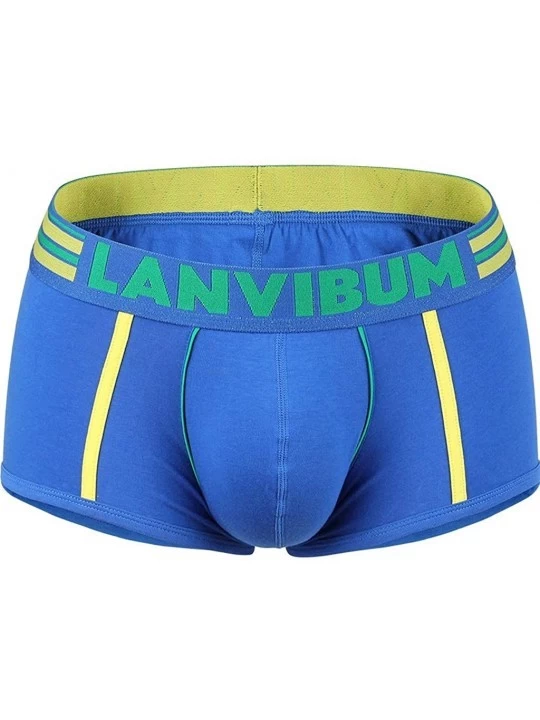 Boxer Briefs Men's Briefs Underwear-Pure Color Boxer Briefs Shorts Bulge Pouch Underpants - Blue - C318UNOG52Z $13.15