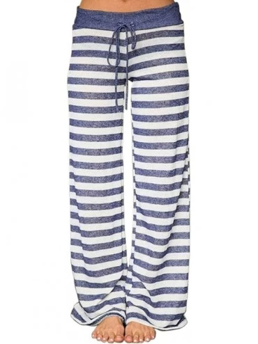Bottoms Women's Pajama Bottom Sleep Lounge Palazzo Yoga Pants Striped Wide Leg (Tag XXL (US 16)- Picture Color) - CT18DU0TLSG...