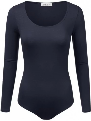 Shapewear Womens Stretchy V-Neck Soft Knit Bodysuit with Plus Size - Awsbsl012_navy - CA12NH9QK8W $28.21