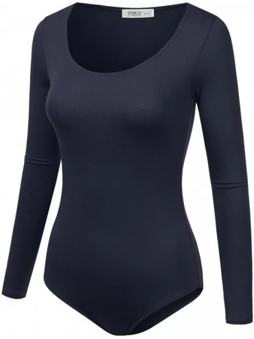 Shapewear Womens Stretchy V-Neck Soft Knit Bodysuit with Plus Size - Awsbsl012_navy - CA12NH9QK8W $17.39