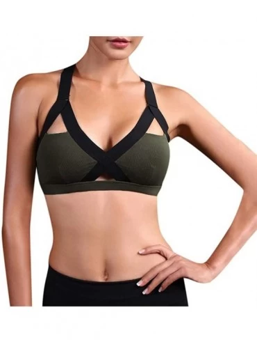 Bras Workout Sports Bras for Women - Fitness Athletic Exercise Running Bra Yoga Tops Lightly Lined Workout Bra - Green - C019...