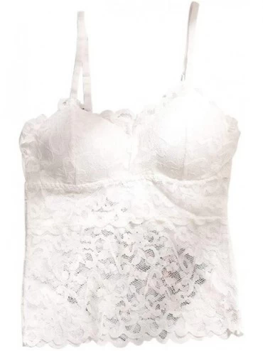 Camisoles & Tanks Women Sexy Vest Solid Bra Lace Camisole Breathable Bralette Push Up Top Underwear - White - CX196UNEM3Z $18.96