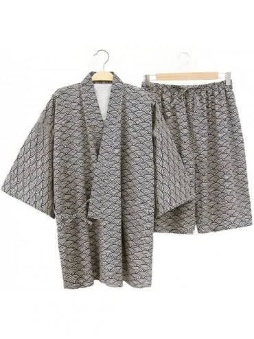 Sleep Sets Men Pajamas Sets Print Suit Soft Homewear Short Sleeve Tops & Shorts - Blue - CW18UIZTDT8 $43.83