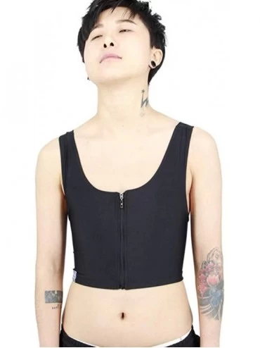 Shapewear Breathable Seamless Underwear Zipper Chest Binder for Tomboy Trans Lesbian - Black - CE18ZTDYZW2 $46.16