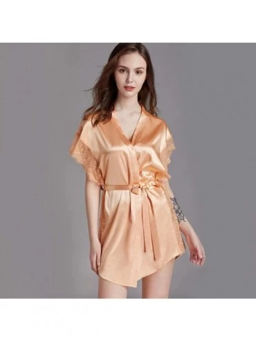 Nightgowns & Sleepshirts Ladies Nightgown Summer Silk Nightgown-Soft Powder_M - C6199QU5NWL $38.69