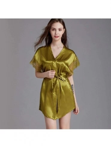 Nightgowns & Sleepshirts Ladies Nightgown Summer Silk Nightgown-Soft Powder_M - C6199QU5NWL $38.69