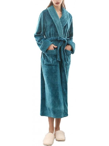Robes Unisex Soft Solid Color Thick Warm Long Bath Robe Home Gown Sleepwear - Deep Green Women - C1196ENS96D $62.87