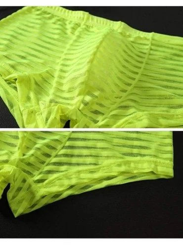 Panties Men's Striped Boxer Mesh Translucent Low Waist Briefs U Convex Pants - Lightblue+green+blue+red - CQ198O0AAL4 $21.44