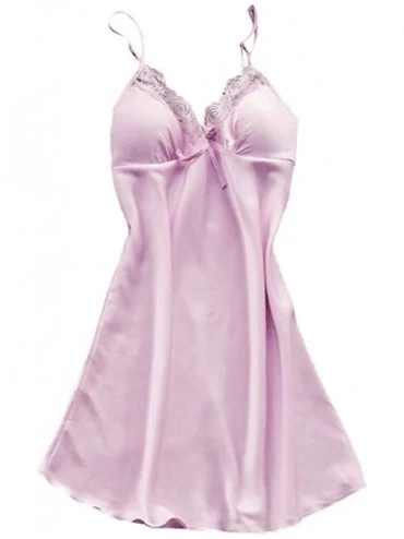 Baby Dolls & Chemises Women Fashion Sexy Sleepwear Lingerie Lace Temptation Belt Underwear Nightdress - Pink - CP199UK2G8W $1...