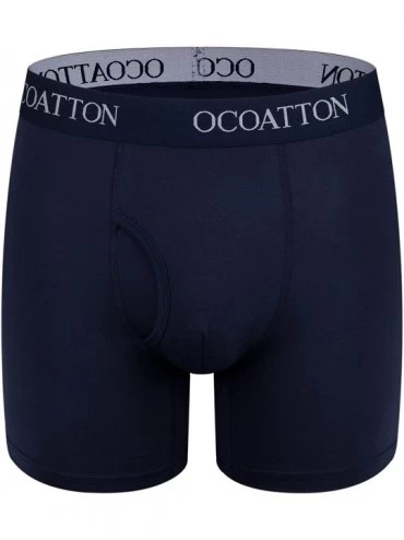 Boxer Briefs Men's Underwear Cotton Boxer Briefs With Fly 4-Pack - 2black+2blue - CJ184OA5D5M $26.48