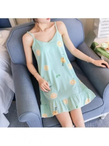 Tops Nightgowns for Women Teen Girls Lovely Straps V-Neck Printed Tank Dress Loose Mini Dress Summer Housewear - Green - CI19...