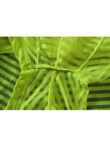 Panties Men's Striped Boxer Mesh Translucent Low Waist Briefs U Convex Pants - Lightblue+green+blue+red - CQ198O0AAL4 $40.45