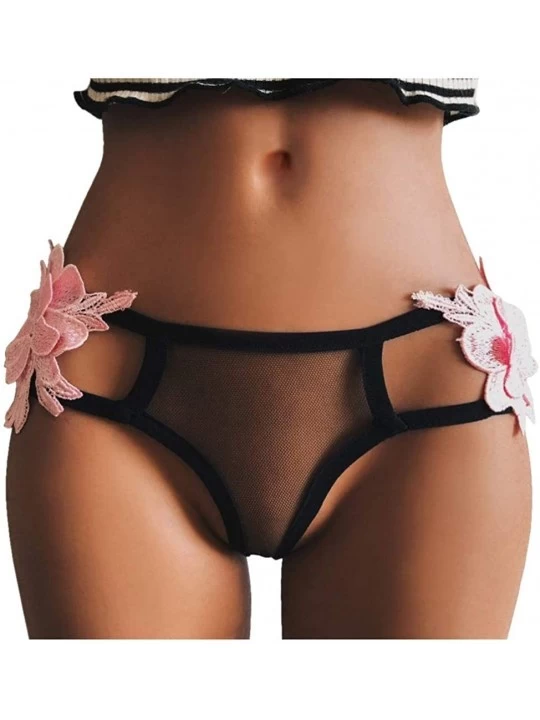 Panties Women Sexy Lingerie G-String Mesh Briefs Underwear Panties T String Thongs Knick - F-black - CL198R5QYMW $9.18