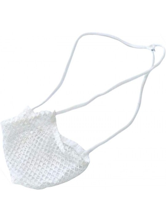 G-Strings & Thongs Sexy Men Pouch Thong Underwear Fish Net Hole G Strings Panties Transparent U Convex Underpants - White - C...