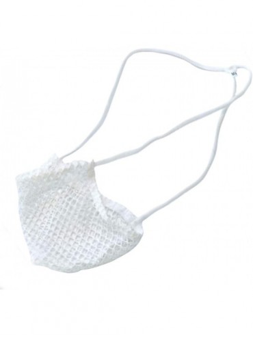 G-Strings & Thongs Sexy Men Pouch Thong Underwear Fish Net Hole G Strings Panties Transparent U Convex Underpants - White - C...
