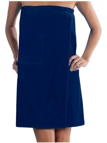 Robes Spa Bath Wrap Terry Cotton spa Cover Up- Navy Color- One Size - Navy - CT1839KA7KW $45.39