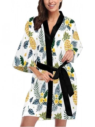 Robes Custom Tropical Pineapple Women Kimono Robes Beach Cover Up for Parties Wedding (XS-2XL) - Multi 2 - CV194TE8XOU $54.00