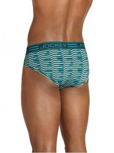 Briefs Men's Underwear Sport Cooling Mesh Performance Brief - Aqua Stripe - CY195ZSZ7CI $10.99