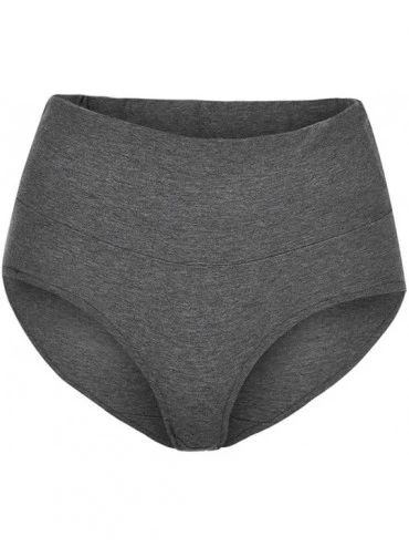 Shapewear Womens Underwear Briefs Solid Color Lingerie Soft Cotton High Waist Stitching Briefs - Gray - CN18W8XU0O0 $18.77
