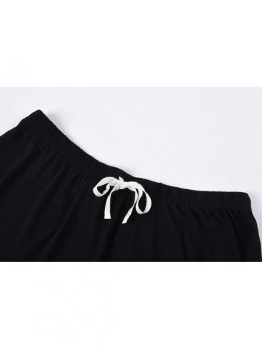 Sets Pajamas for Women Short Sleeve Sleepwear Button Down Nightwear Soft Pj Lounge Sets - Black - CY18SN9WY9X $25.78