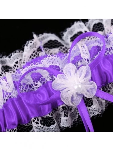 Garters & Garter Belts Wedding Bridal Garter Set Toss Garter Thigh Ring Keepsake Gift Wedding Favours - Purple - C018YOM3GUS ...