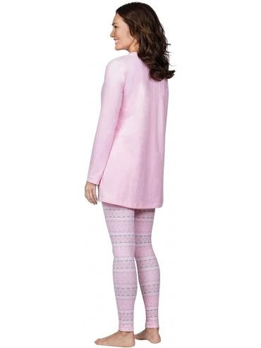 Sets Pajamas for Women - PJs Women- Long Sleeve Top & Leggings - Pink Fair Isle - C518IOD8EW5 $33.44