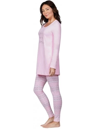 Sets Pajamas for Women - PJs Women- Long Sleeve Top & Leggings - Pink Fair Isle - C518IOD8EW5 $33.44