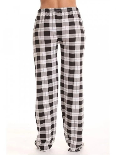 Bottoms 100% Cotton Jersey Women Plaid Pajama Pants Sleepwear - Black - Plaid - C218OOW99ZK $13.96