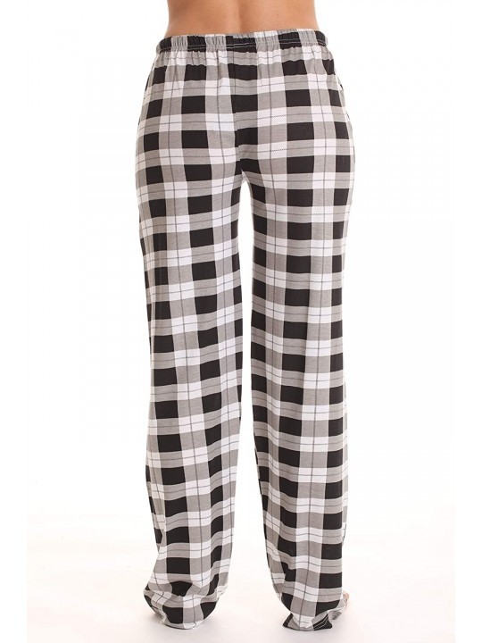 100% Cotton Jersey Women Plaid Pajama Pants Sleepwear - Black - Plaid ...