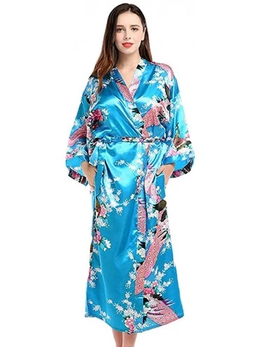 Robes Women Robe Lightweight Long Robes Bathrobe Nightdress Soft Sleepwear V-Neck Ladies Loungewear - Sky Blue - CR1987LGZEO ...
