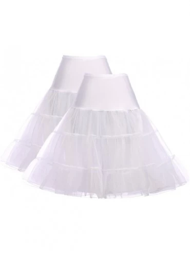 Slips Women's 50s Petticoat Vintage Crinoline Tutu Underskirts - 2-pack(white+white) - CP18YEK0A6I $41.84