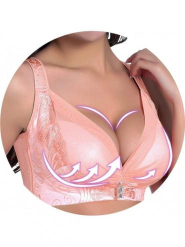 Bras Hot Full Cup Thin Underwear Small Bra Plus Size Wireless Adjustable Lace Women's Bra - Pink - CA18ZDCSX66 $60.67