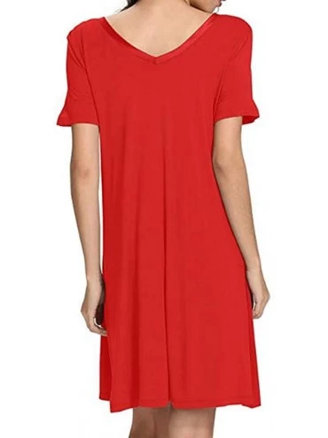 Nightgowns & Sleepshirts Long Nightgown-Women's Loungewear Short Sleeve Sleepwear Full Length Sleep Shirt with Pockets Sexy N...