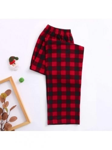 Sets Matching Family Pajamas Sets Christmas Letter Printed Long Sleeve Tee Red Plaid Pants Xmas Loungewear Gray Print - C4193...