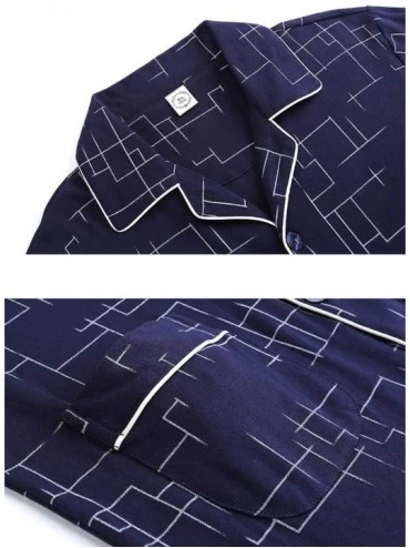 Sleep Sets Men's Pajamas Suit- Mens Long Sleeve Pyjama Set Suit with Trousers Casual Home Wear Set-B-L - B - CB193OKA8WM $38.67