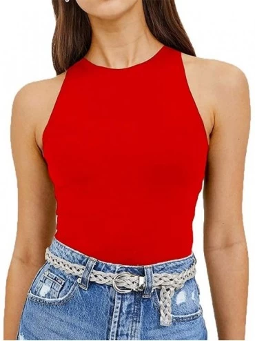 Shapewear F2CLO Womens Tank Top Bodysuits Sexy Cami Shirts Racerback Jumpsuits - 1 Bright Red - CP18ZOWCCEN $16.71