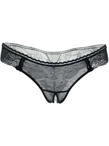 Panties Women's Sexy Panties Floral lace Briefs - Black - C7197X2Q5KT $20.59