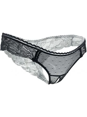 Panties Women's Sexy Panties Floral lace Briefs - Black - C7197X2Q5KT $12.35