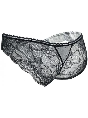 Panties Women's Sexy Panties Floral lace Briefs - Black - C7197X2Q5KT $12.35