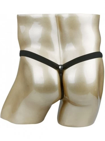 G-Strings & Thongs Sexy Men's Faux Leather Pouch Briefs Jockstrap Open Butt G-String Underwear - CZ199OQYSMQ $18.47