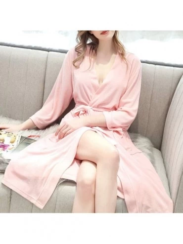 Robes Womens Terry Cloth Soft Kimono Robe Lightweight Sleepwear Bathrobe Ladies Spa Nightgowns Loungewear. M 3XL Pink - CJ18Z...
