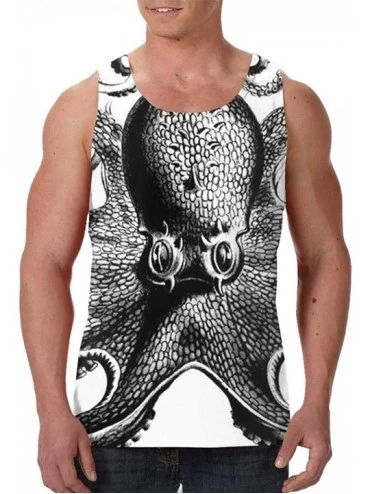 Undershirts Men's Soft Tank Tops Novelty 3D Printed Gym Workout Athletic Undershirt - Vintage Octopus - CL19D874WYR $22.75