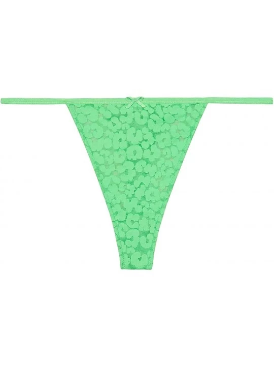 Panties Women's Reg Leopard Lace Thong - Green Emerald - CC18UYSNYY9 $21.17