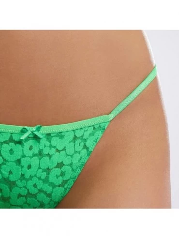 Panties Women's Reg Leopard Lace Thong - Green Emerald - CC18UYSNYY9 $21.17